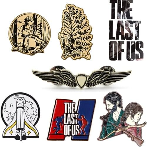 The Last Of Us Part 2 Brooch Ellie Backpack Pins Gold Shield Wings Rocket Spaceship Badge Brooches For Fans Game Jewelry Gift