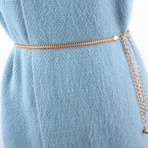 Fashion Hip High Waist Metal Chain Belts For Women Female Decorated Dress Suit Shirt Waist Silver Gold Belt Fine