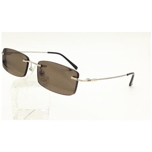 Eyesilove men memory alloy rimless myopia glasses women Nearsighted sunglasses Myopia sunglasses ultra-light grey -0.50 to -6.0