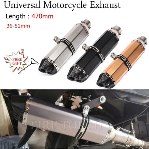 470MM Universal Motorcycle Exhaust Pipe Muffler DB Killer 51MM Escape Moto Pot Echappement Pipe For MT07 R1 ZX6R KTM390 Slip On