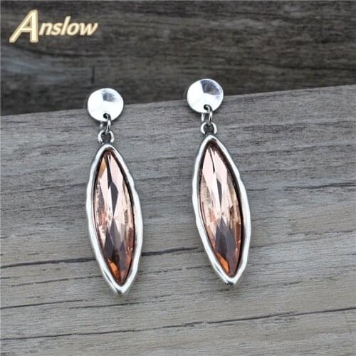 Anslow 2021 Trendy Creative Design Crystal Best Friend Wife Wood Handmade Water Drop Earrings For Women Wedding Party LOW0050E