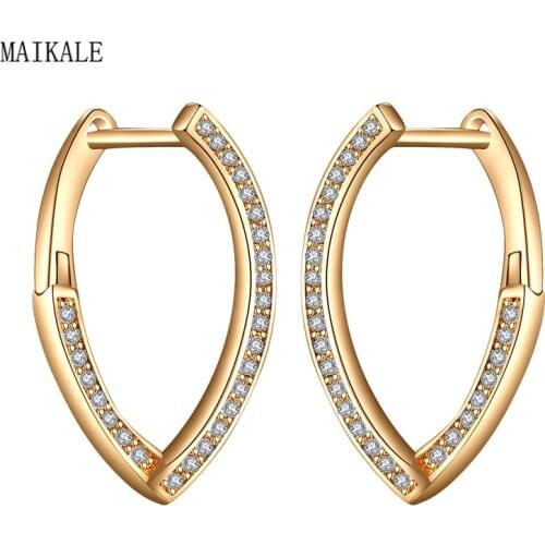 MAIKALE Korean Heart Zircon Stud Earrings for Women Cubic Zirconia Earring Gold Earings New Fashion Wedding Jewelry Gift