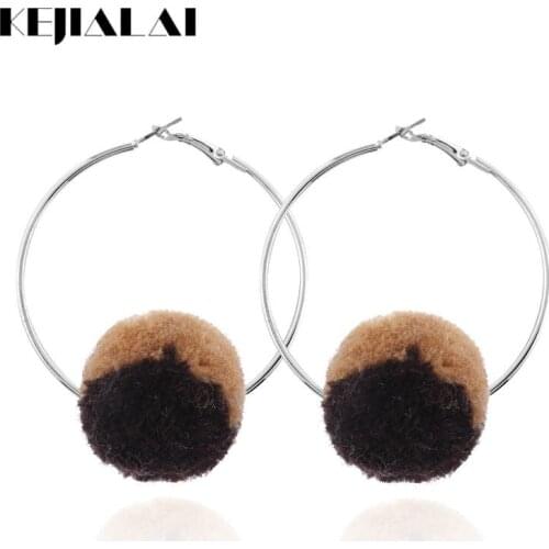 KEJIALAI Big Drop Earrings for Female Round Ball Dangle Earrings for Women Cute Cotton Fashion BIjoux Jewelry Pink QD-E0511