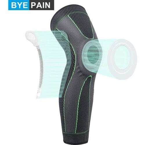 1Pcs Full Leg Compression Sleeve for Women Men with Side Spring Stabilizers & Patella Gel Pad Stretch Long Leg Sleeve for Sports