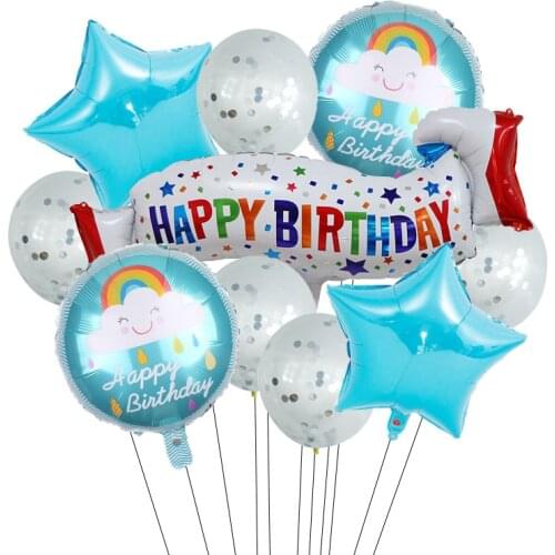 10pcs/lot Happy Birthday Banner Foil Balloons Confetti Latex Balloon Birthday Party Decorations Kids Baby Shower Boy Girls