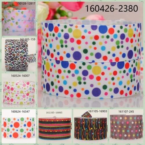 10yards -different sizes -colorful dots pattern ribbon printed Grosgrain ribbon