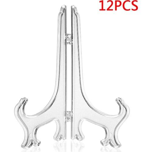 12pcs/Set 10cm Bowl Frame Plate Plastic Display Holders Photo Picture Support Frame Easel Stands Home Decoration