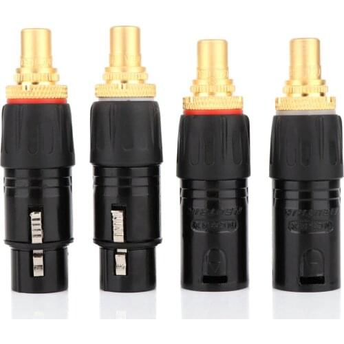2pcs NEUTRIK Gold plated XLR to RCA Male Socket Adapter Gold Balanced Cable Plug