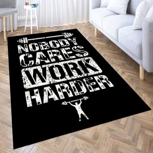 Nobody Cares Work Harder Carpet for Living Room 3D Anime Cartoon Rug Gamer Teen Room Bedside Lounge Rug Kids Children Floor Mats