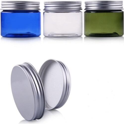 50g Transparent Plastic PET Jars With Aluminum Lid Blue Clear Empty Cosmetic Sample Jar With Lid 500pcs/lot lin5063