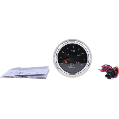 52mm 2" Car Boat Marine Voltmeter Gauge Meter Black Face & Chrome Ring