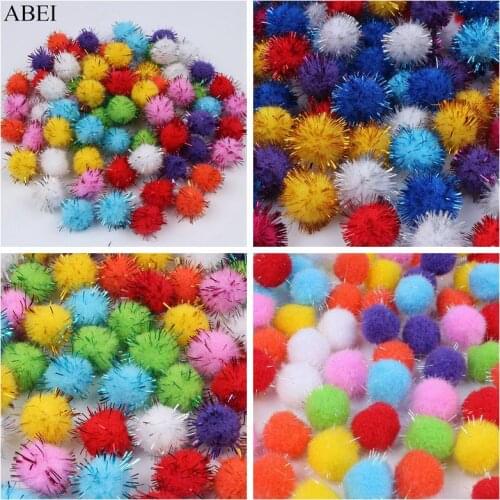 12mm 15mm 20mm Sparkly Pom Poms Glitter Tinsel Pompones DIY Sewing Garments Accessories Pompom Ball Wedding Christmas Decoration