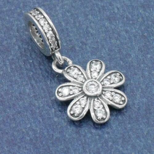 925 Sterling Silver Dazzling Daisy Plant Charm Fit Pandora Charm Bracelet With Clear Cubic Zirconia DIY Accessories Jewelry