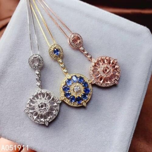 KJJEAXCMY fine jewelry natural sapphire 925 sterling silver women pendant necklace chain support test noble