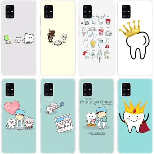 Dentist Dental Crowned Teeth Soft Case for Samsung Galaxy A12 A02 A03S A21S A22 A32 A52 A72 A82 S21 Plus FE Ultra M02S M12 Cover