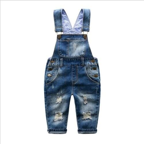 Baby Pants Boys Girls 2016 New Arrival Trouser Jeans Denim Jumpsuit Overoles Kids Autumn Winter Hole Jeans Jumpsuits Clothes