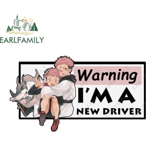 EARLFAMILY 20cm x 11.2cm for Jujutsu Kaisen New Driver Car Stickers Motorcycle Waterproof Decal Caravan Funny Car Accessoires