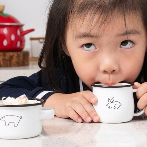 Retro Enamel Cup Grocery European Classic Style Cute Breakfast Milk Mug Teacups Fresh Style Lovely Gifts Min Fruit Juice Cup