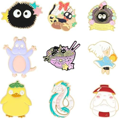 BG884 Cute Animal Mouse Enamel Pin Custom Anime Dragon Brooches Badge for Collar Lapel Pin Anime Jewelry Gift for Friends