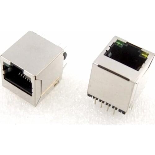 GONGFENG 200PCS NEW RJ45 Network Connector Socket Jack 5224-8P8C Vertical Belt Lamp Shielded Cheap Wholesale TO Brazil