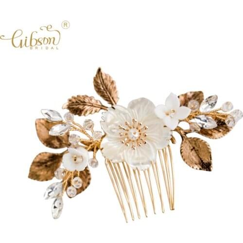 Delicate Shell Carved Flower Headpiece Bridal Hair Comb Accessories Jewelry Wedding Hairpin Handmade