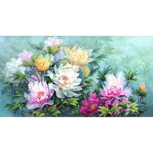 Factory Direct Sale Diamond Painting Cross Stitch Peony Flower Oil Painting Diamond Embroidery Rhinestones Needlework Sweet Life