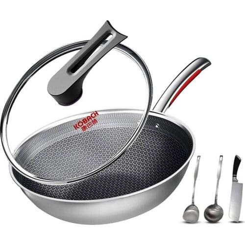 Chinese cooking wok pan chinese woks non stick pan honeycomb wok stainless steel non-stick wok kitchen cookware wok