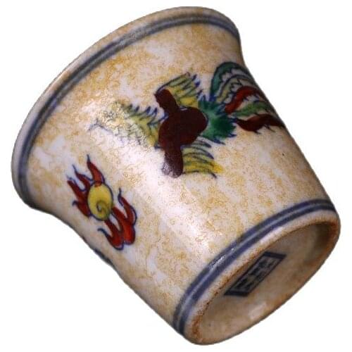 China Old Porcelain A Pair Of Colorful Dragon And Phoenix Pattern Teacups