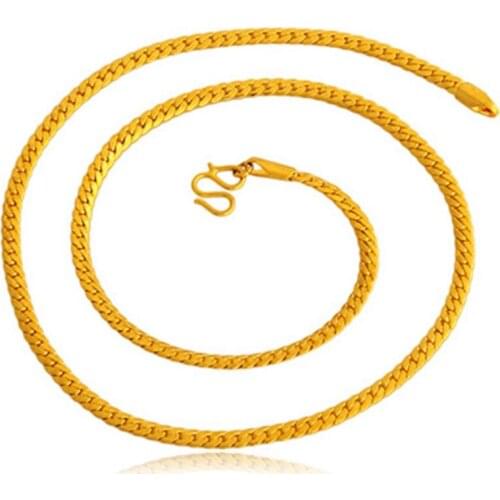 Fashion Chain Yellow Gold Filled Mens Snake Necklace