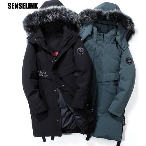 Mens Autumn& winter Long down jacket Coat 2020 Fashion Slim Lightweight casual 90% Duck down Hooded warm jacket clothing M-3XL