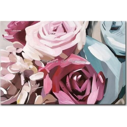 Mintura Wall Picture for Living Room Oil Paintings on Canvas Hand Painted Two Beautiful Roses Home Decoration Wall Art No Frame