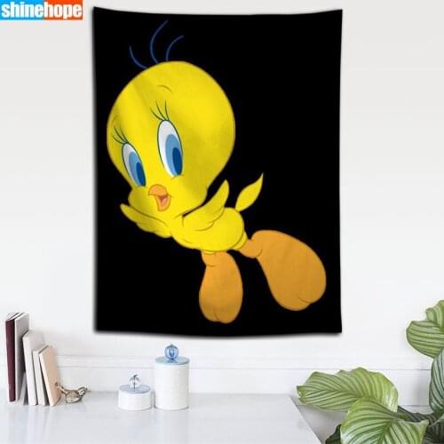 Wall hanging tapestry home decoration 100X140cm Custom Tweety Bird tapestry rectangle bedroom wall art tapestry