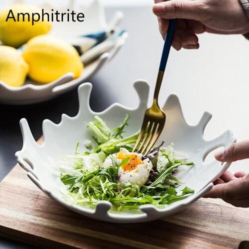 Irregular White Creative Ceramic Plate Bowls 10-inch Snack Plates Simplicity Cooking Utensils Ceramica Salver