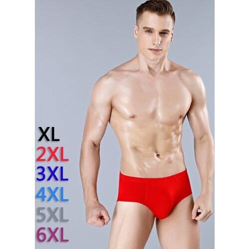 6 size bamboo fiber sexy underwear mens cross border foreign trade fat mens briefs large size fat man loose shorts underpants