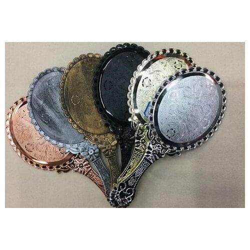 New 200pcs HD Handle Makeup Mirror Korean Retro Pattern Beauty Makeup Mirror European Mirror Princess Hand fashion