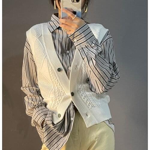 2021 Spring and Summer New Wool Vest Womens V-neck Cardigan Slim Warm Knitted Sweater Vest Vest