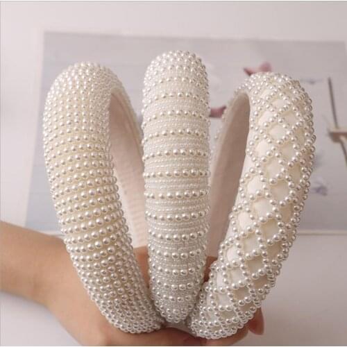 Women hairbands Sweet French Handmade Beaded Pearl Headbands Hair Accessories