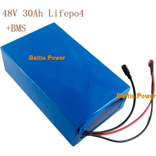 Rechargeable 48v 30ah lifepo4 battery pack with BMS 60A for 1000w 48v electric bicycle bike 1500w motor triciclo 3000w + Charger