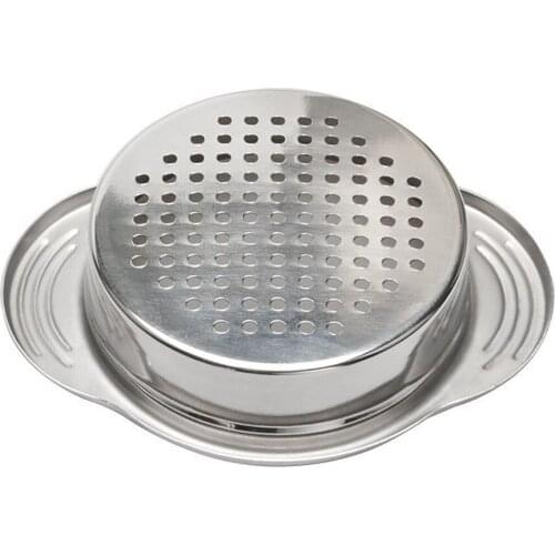 Food Can Strainer Stainless Steel Multipurpose Can Colander Press Lid Oil Double Handles Drainer