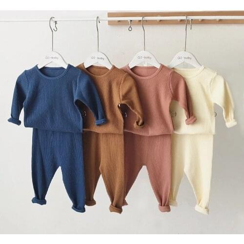 Melario Kids Pajamas Children Sleepwear Long Sleeve Casual Solid Tops Pants Set Baby Boys Girls Clothes Nightwear Kids Clothing