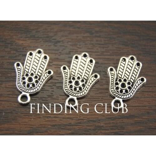 30 pcs Silver Color Hamsa Hand Charm Pendant DIY Metal Bracelet Necklace DIY Jewelry Findings 16x25mm A452