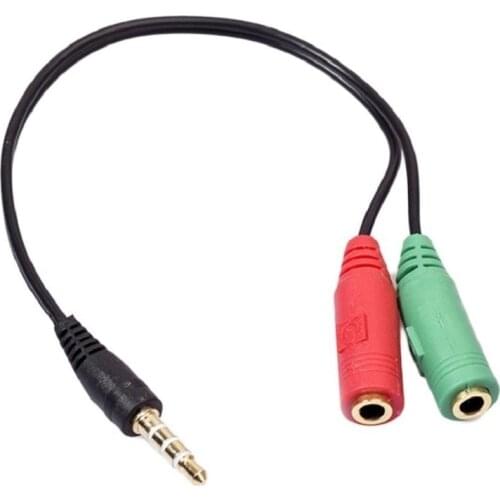 Splitter Headphones jack 3.5 mm Stereo Audio Y-Splitter 2 Female 1 Male Cable Adapter with separate headphone / microphone plug
