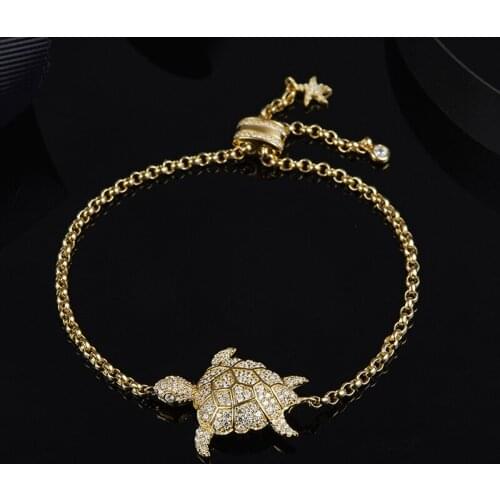 S925 Sterling Silver Golden Yellow Turtle Adjustable Bracelet Female Personality Fun Fashion Luxury Brand Monaco Jewelry