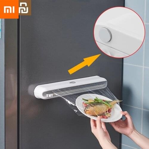 Xiaomi Cling Film Cutting Box Wall-mounted Suction Cup Adjustable Plastic Wrap Cutter Food home Storage with gift plastic wrap