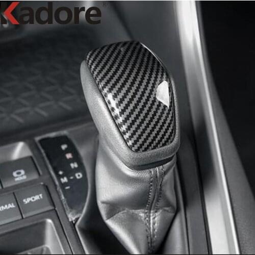 For Toyota RAV4 RAV 4 2019 2020 2021 Carbon Fiber Gear Shift Head Knob Frame Cover Trim Stickers Car Interior Accessories