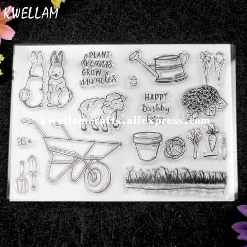 HAPPY Birthday Easter PLANT dreams GROW mirades Scrapbook DIY photo cards rubber stamp clear stamp transparent stamp KW7072338