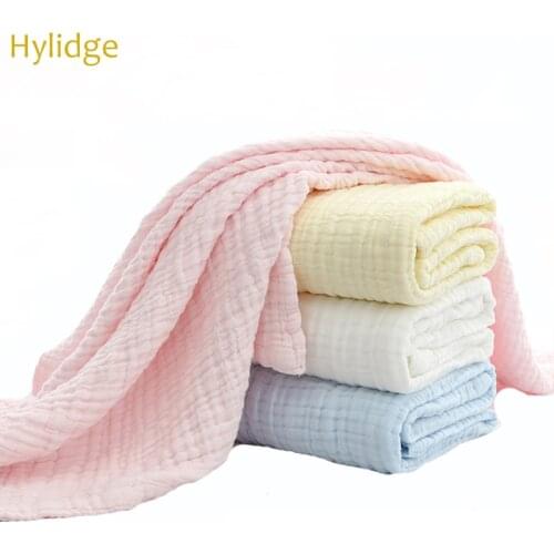 Hylidge Class A Six-layer Gauze Cotton Baby Kids Swaddle Blanket Pleated Children Infant Toddler Square Bath Towel Wholesale