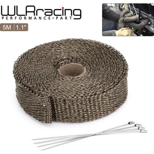 1"/25MM 5M Titanium Exhaust Header Pipe Heat Wrap Tape With Locking Ties Thermal Protection Roll Shield Car Accessories