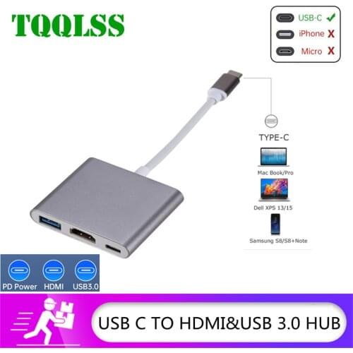 TQQLSS USB C HDMI Type c Hdmi mac 3.1 Converter Adapter Typec to HDMI/USB 3.0/Type-C Aluminum For Apple Macbook adapter USBC HUB