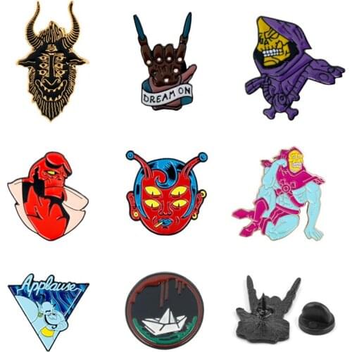Horror Brooch Enamel Pin Halloween Jewelry Hellboy He-Man Brooches for Women Men Accessories Brooches